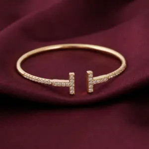 Tiffany T Pavé Sparkle Wire Bangle, Gold Filled