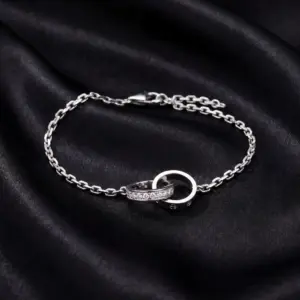 Cartier LOVE bracelet, on chain, half-paved