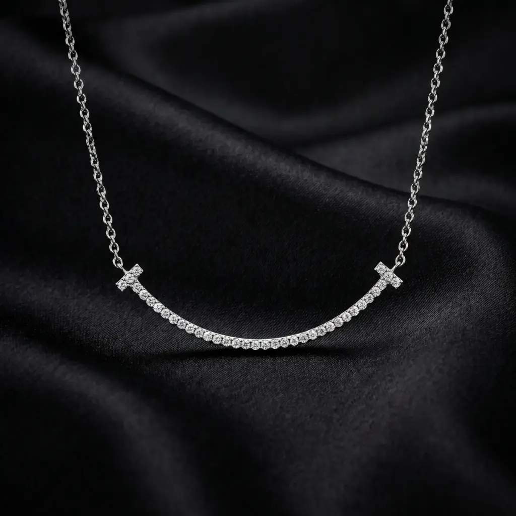 Tiffany T, Smile Small Paved Necklace