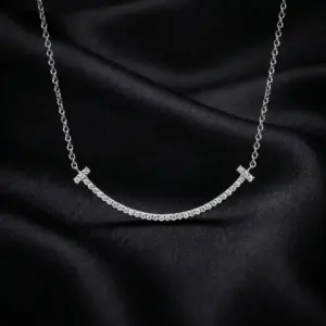 Tiffany T, Smile Small Paved Necklace