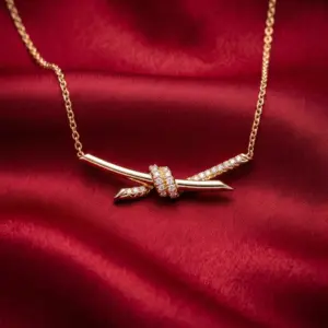Tiffany Knot half-paved Necklace Gold Filled