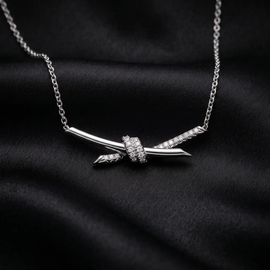Tiffany Knot half-paved Necklace