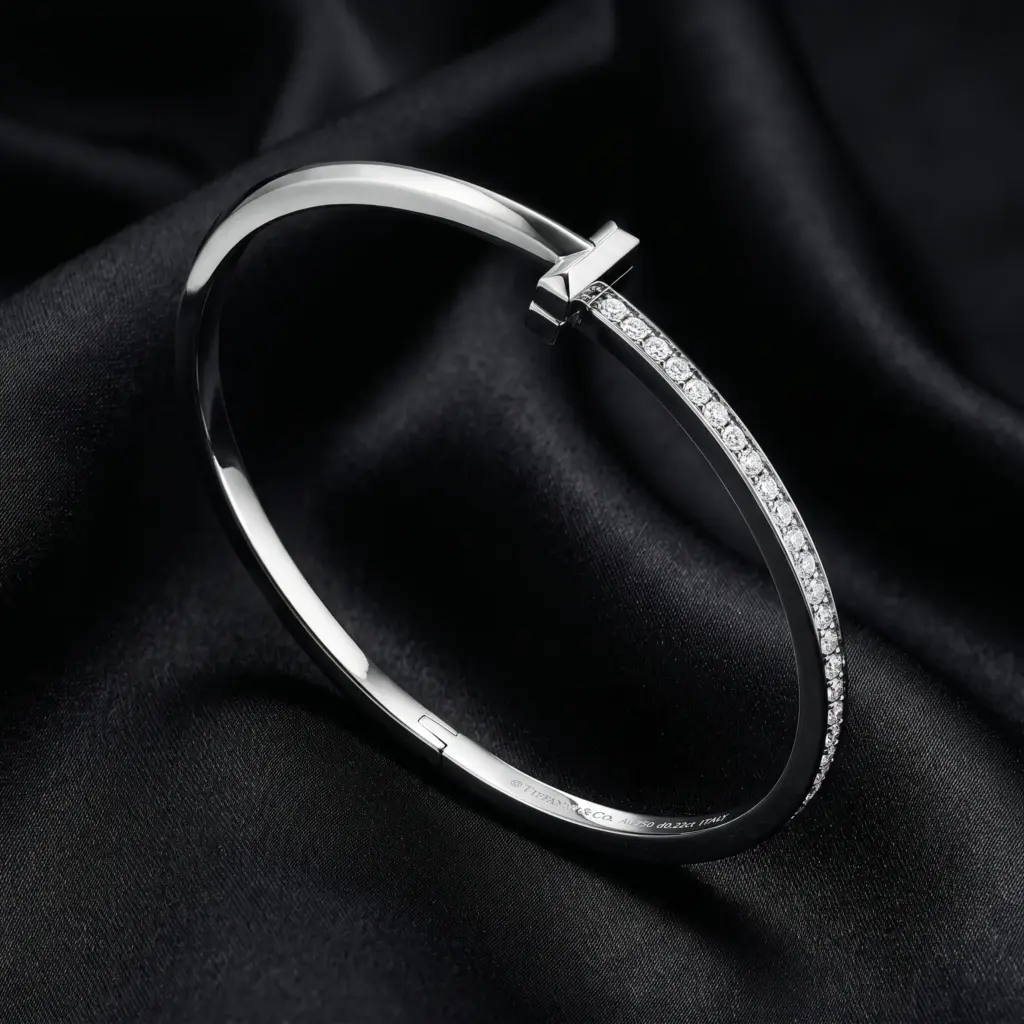 Tiffany T, T1 Narrow Half-Pavé Hinged Bracelet